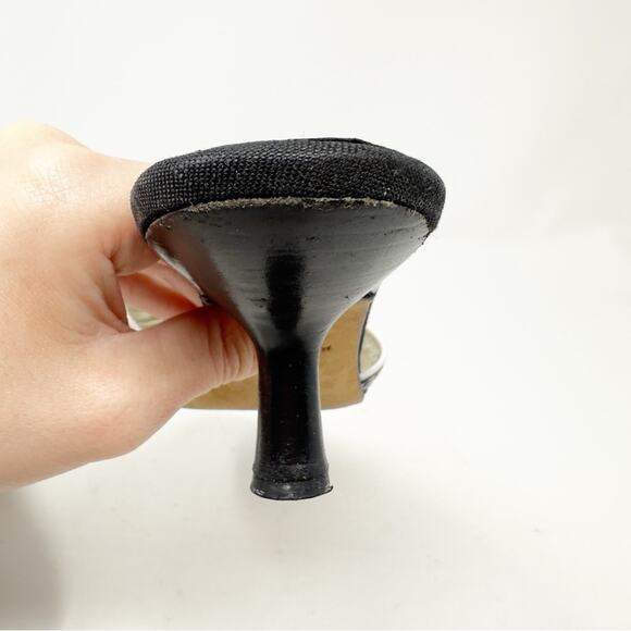 Chanel Vintage Black Embroidered Logo Slide Heels Size 37.5 - Picture 6 of 12